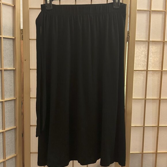 Y2K Living Doll Black Faux Wrap Tie Waist Skirt Flowy Knee Length Size M Juniors - Picture 4 of 6